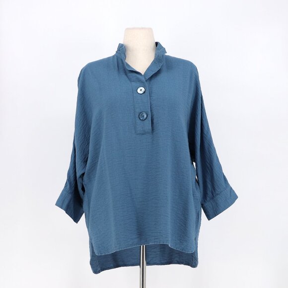 John Mark Tops - JOHN MARK Relaxed Fit 3/4 Sleeve Blue Tunic Top Size L